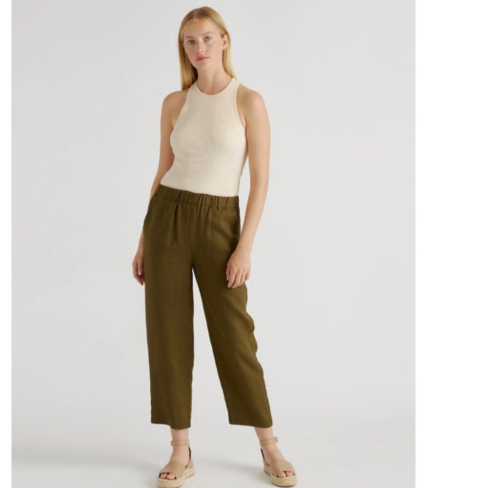 Quince 100% European Linen Pants in Martini Olive size XS